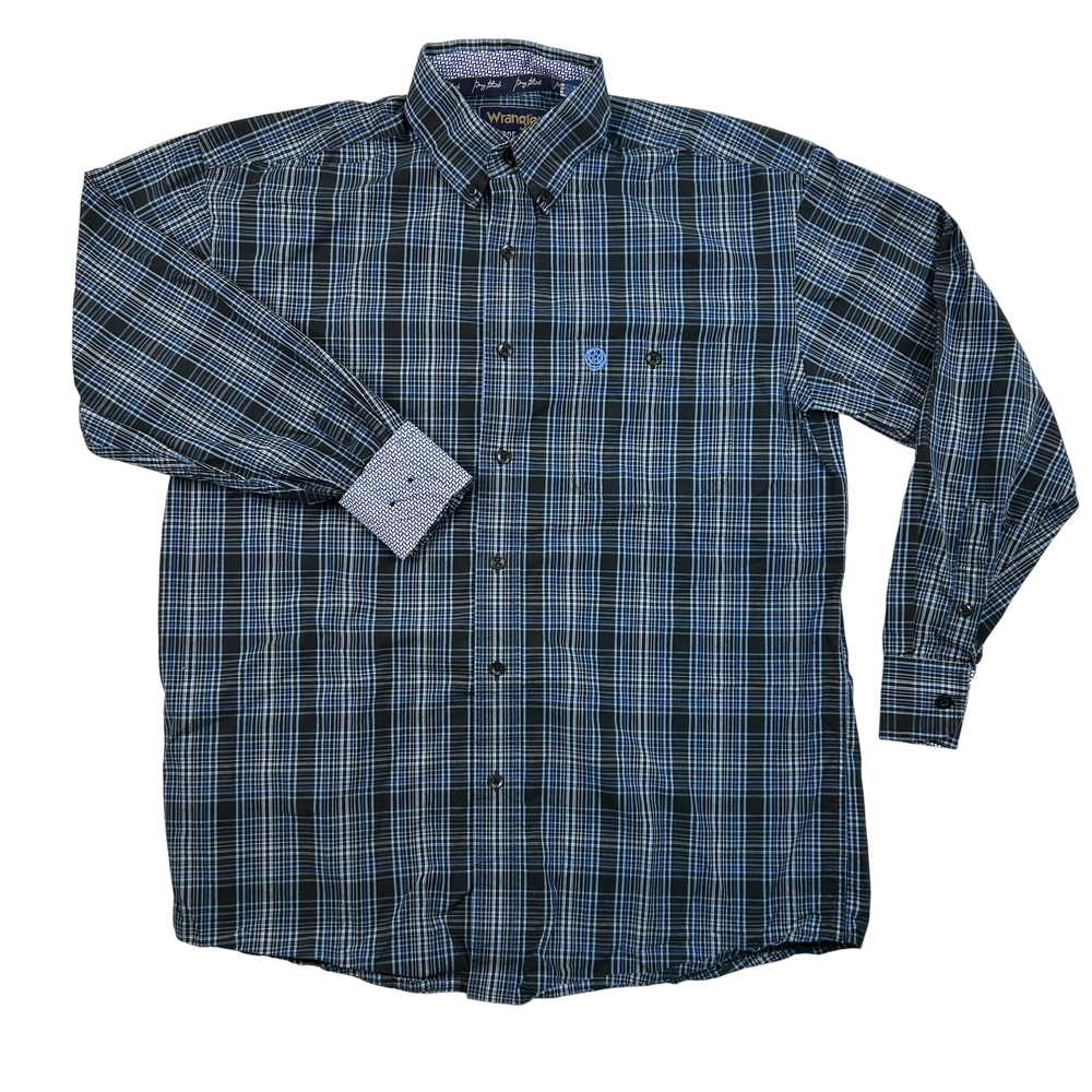 Wrangler George Strait Shirt Mens Medium Plaid Button-Up Western Cowboy Rodeo